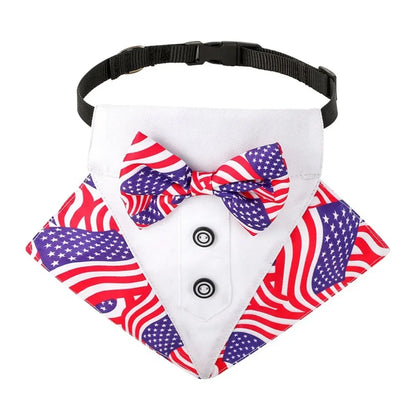 Formal Dog Tuxedo Wedding Bandana Collar with Bow Tie Adjustable Pet Neck Tie Neckerchief Bandana for Small Medium Large Dogs